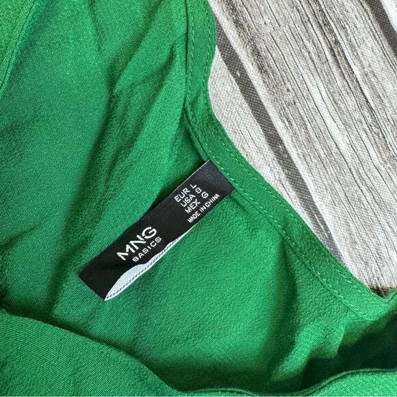 MNG Basics Women's Sleeveless Crinkle Ruffle Detail Tank Blouse Emerald Green 8 - Picture 5 of 12